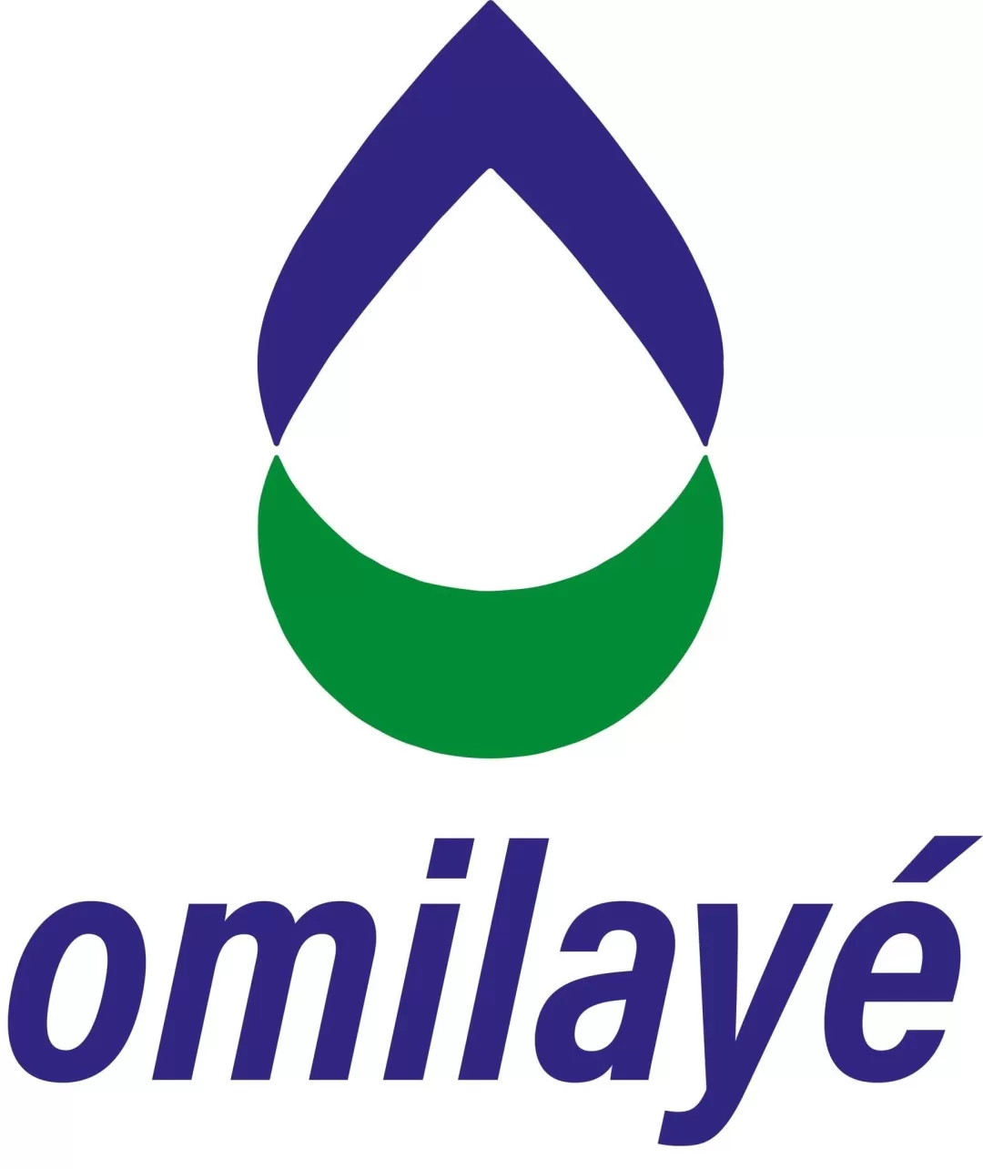 Logo stylisé d'une goutte d'eau bicolore bleue et verte avec le texte omilayé en dessous