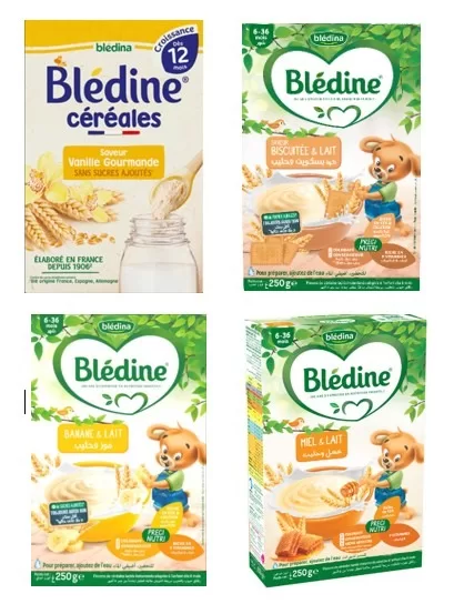 Quatre paquets de céréales infantiles