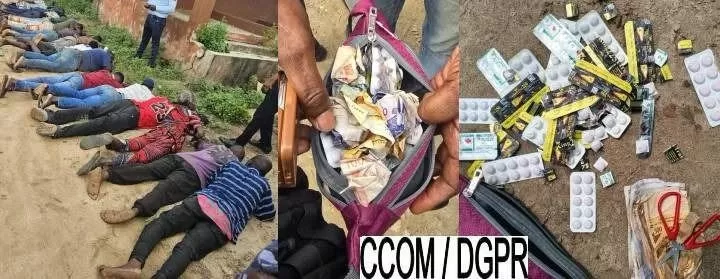 Sept personnes couchées face contre terre lors d’une opération de police et saisie de médicaments et objets divers