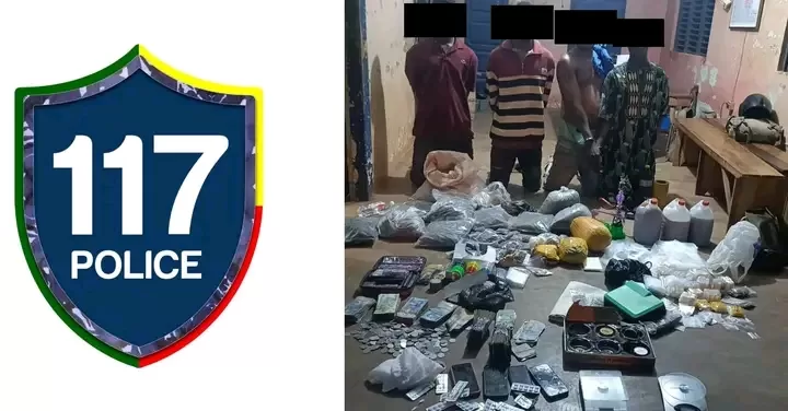 Les quatre suspects interpellés par la police à Kétou.