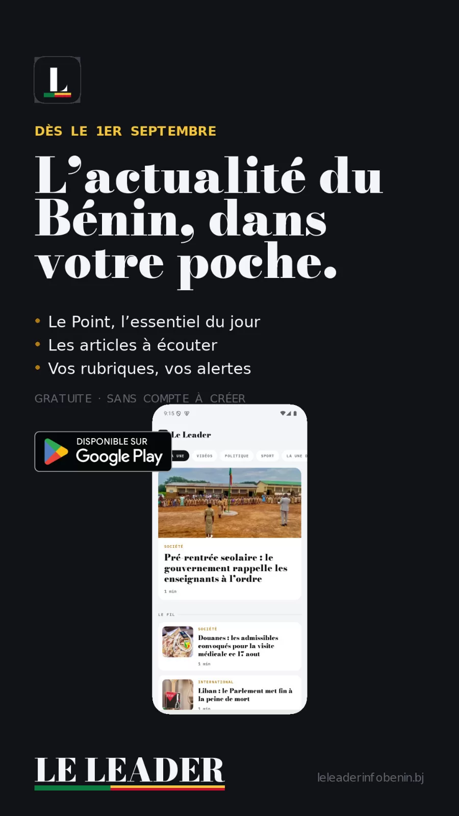 L’application Le Leader Info déployée