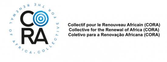 Logo du Collectif pour le Renouveau Africain avec ses sigles en français, anglais et portugais sur fond blanc