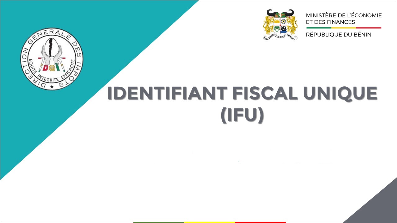 Document officiel du ministère de l'Économie et des Finances avec le texte IDENTIFIANT FISCAL UNIQUE (IFU) sur fond blanc et logos en haut et à gauche