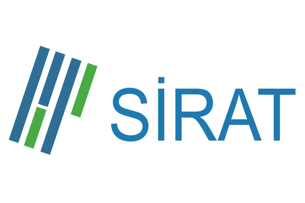 Logo composé de quatre barres verticales bleues et vertes à gauche et du texte SIRAT en bleu à droite