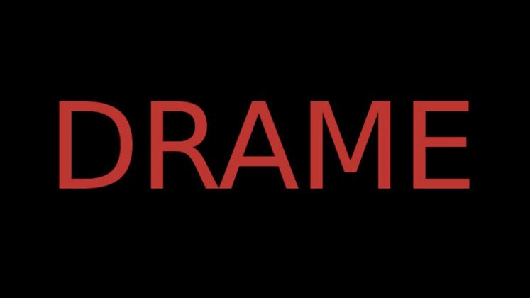 Mot DRAME en lettres rouges sur fond noir
