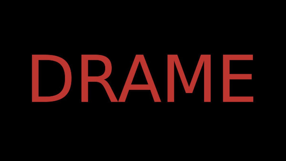 texte rouge DRAME sur fond noir