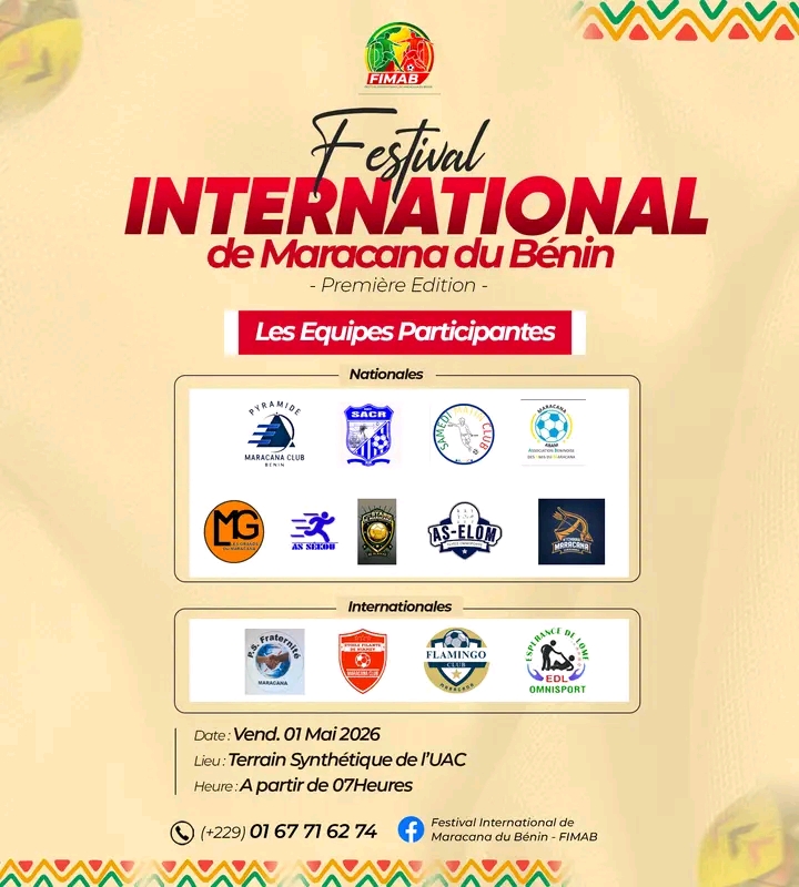 Affiche annonçant la première édition d un festival international de Maracana avec logos des équipes participantes et informations pratiques